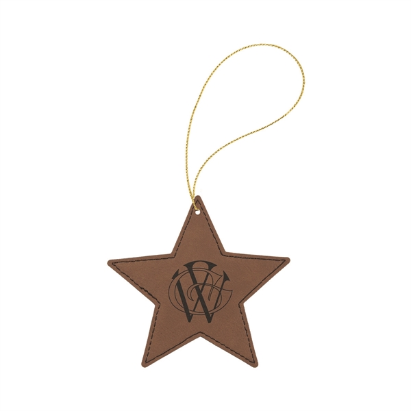 4" x 4" x 1/8" star-shaped PU leatherette hanging holiday ornament... from ASI 74601 Calico