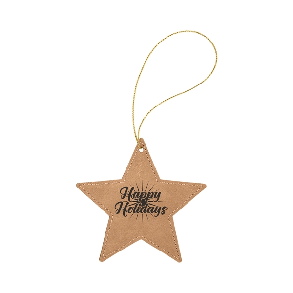 4" x 4" x 1/8" star-shaped PU leatherette hanging holiday ornament... from ASI 74601 Calico