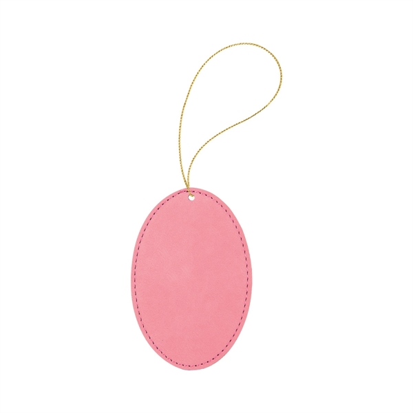 3" x 4.5" x 1/8" oval-shaped PU leatherette hanging holiday ornament... from ASI 74601 Calico