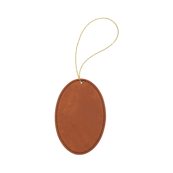 3" x 4.5" x 1/8" oval-shaped PU leatherette hanging holiday ornament... from ASI 74601 Calico