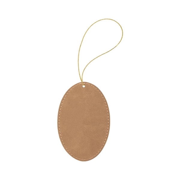3" x 4.5" x 1/8" oval-shaped PU leatherette hanging holiday ornament... from ASI 74601 Calico