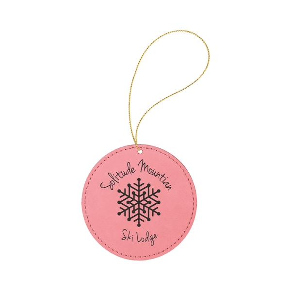 3.75" x 3.75" x 1/8" round PU leatherette hanging holiday ornament... from ASI 74601 Calico