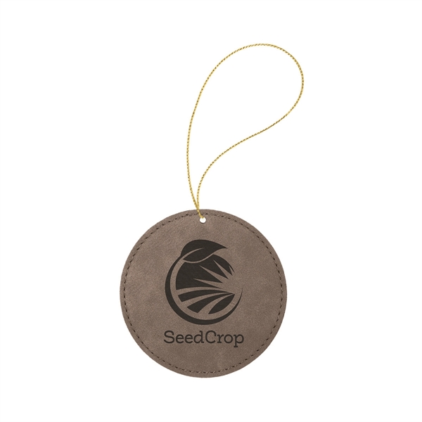 3.75" x 3.75" x 1/8" round PU leatherette hanging holiday ornament... from ASI 74601 Calico