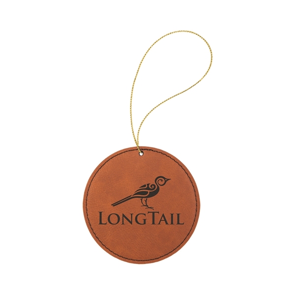 3.75" x 3.75" x 1/8" round PU leatherette hanging holiday ornament... from ASI 74601 Calico