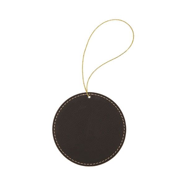 3.75" x 3.75" x 1/8" round PU leatherette hanging holiday ornament... from ASI 74601 Calico