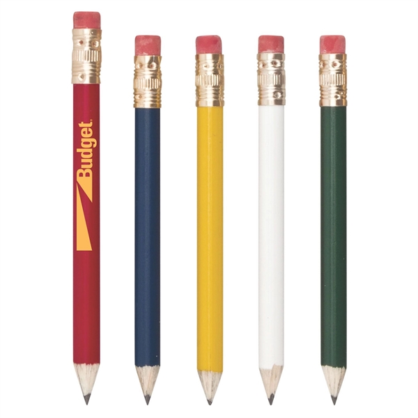 3.75" round wooden pre-sharpened golf pencils with gold tone ferrule and... from ASI 57653 Gold Bond