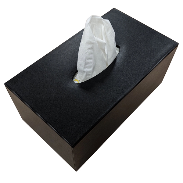 Black rectangular tissue box cover made of top-grain leather.... from ASI 48125 Dacasso / DaCasso