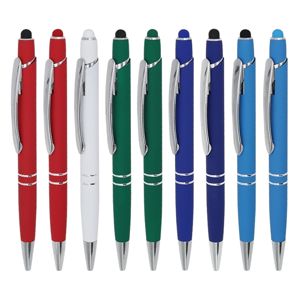 Soft-touch metal stylus pen made of metal with a stylus tip... from ASI 37218 Athena Promo (tm)