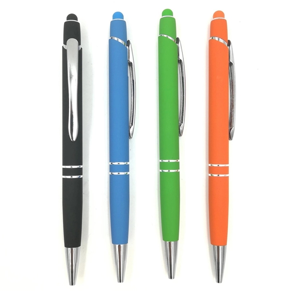 Soft-touch metal stylus pen made of metal with a stylus tip... from ASI 37218 Athena Promo (tm)