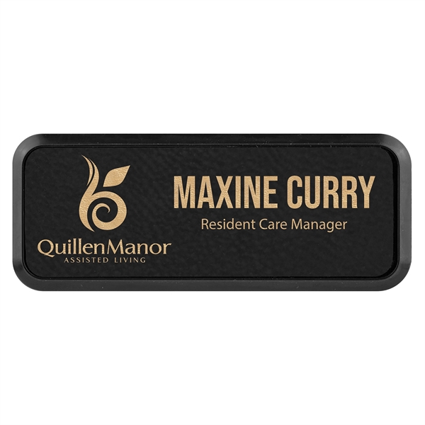 Leatherette name badge with a magnetic backing.... from ASI 59080 Halls & Company