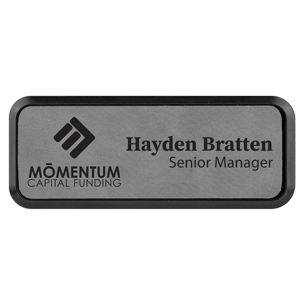 Leatherette name badge with a magnetic backing.... from ASI 59080 Halls & Company