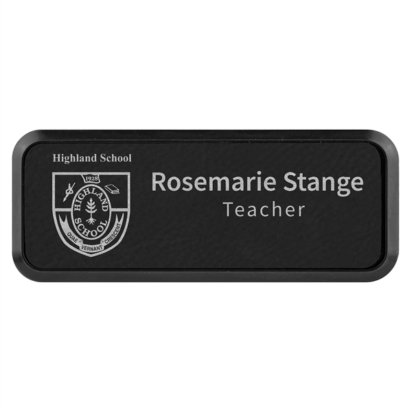 Leatherette name badge with a magnetic backing.... from ASI 59080 Halls & Company