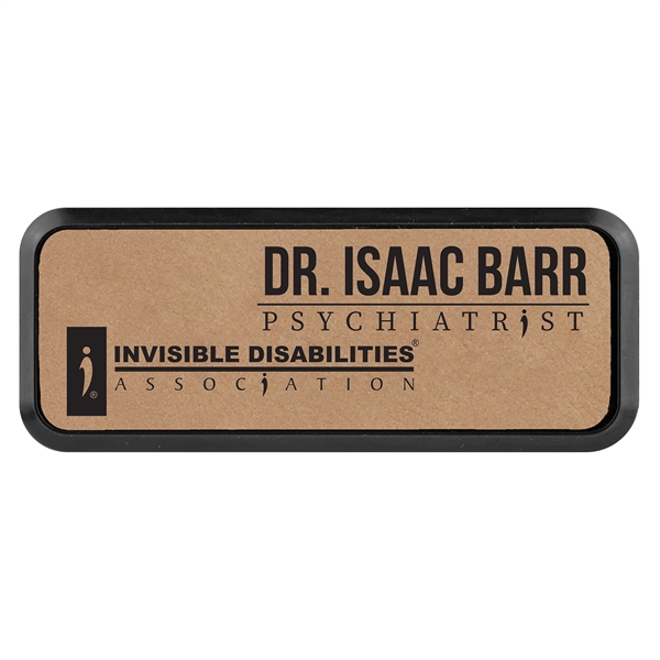 Leatherette name badge with a magnetic backing.... from ASI 59080 Halls & Company