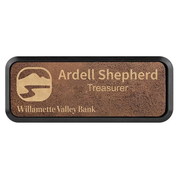 Leatherette name badge with a magnetic backing.... from ASI 59080 Halls & Company