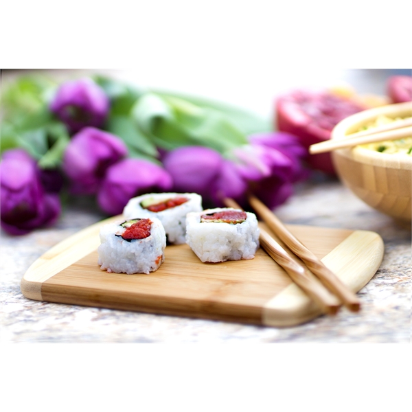 Two-Tone cutting board with lighter end caps.... from ASI 91565 Totally Bamboo