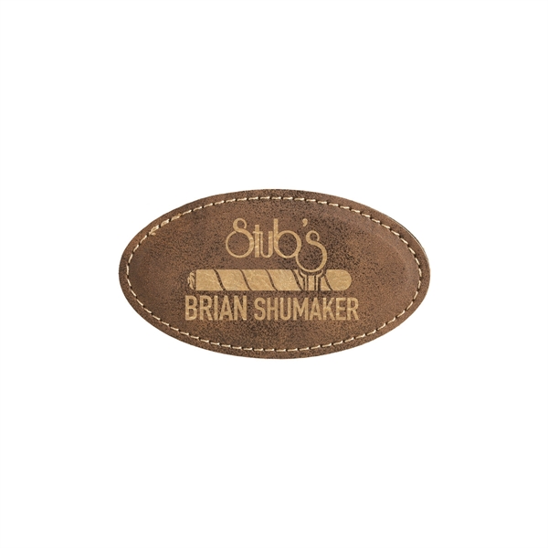 3 1/4" x 1 3/4" x 1/8" oval-shaped PU leatherette name... from ASI 74601 Calico