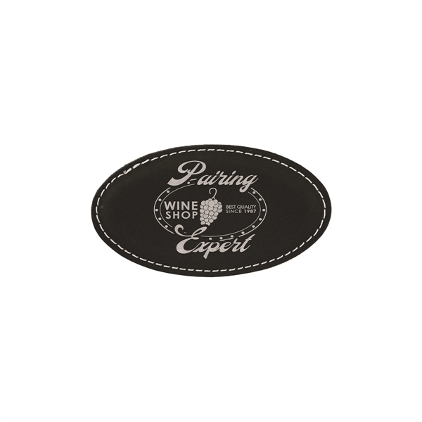 3 1/4" x 1 3/4" x 1/8" oval-shaped PU leatherette name... from ASI 74601 Calico