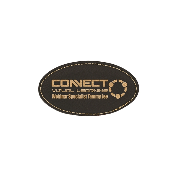 3 1/4" x 1 3/4" x 1/8" oval-shaped PU leatherette name... from ASI 74601 Calico