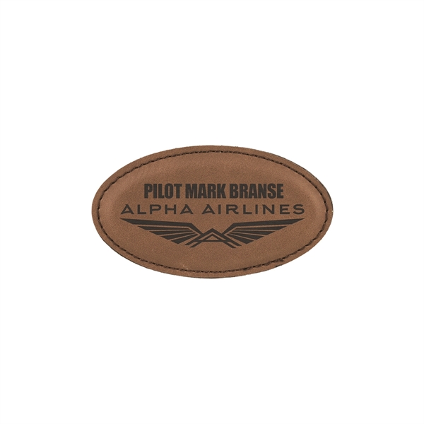 3 1/4" x 1 3/4" x 1/8" oval-shaped PU leatherette name... from ASI 74601 Calico