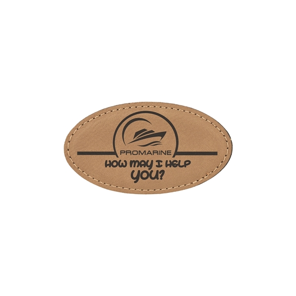 3 1/4" x 1 3/4" x 1/8" oval-shaped PU leatherette name... from ASI 74601 Calico