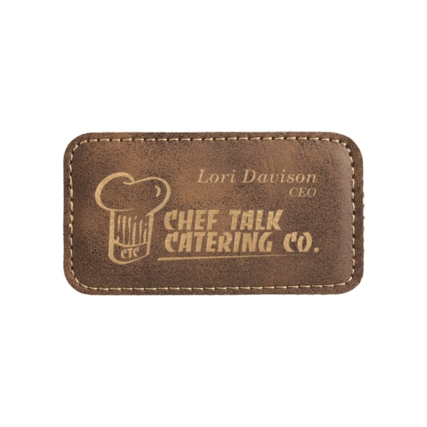 3 1/4" x 1 3/4" x 3/16" rectangular PU leather name... from ASI 74601 Calico