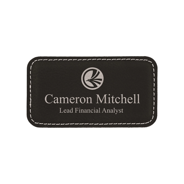 3 1/4" x 1 3/4" x 3/16" rectangular PU leather name... from ASI 74601 Calico