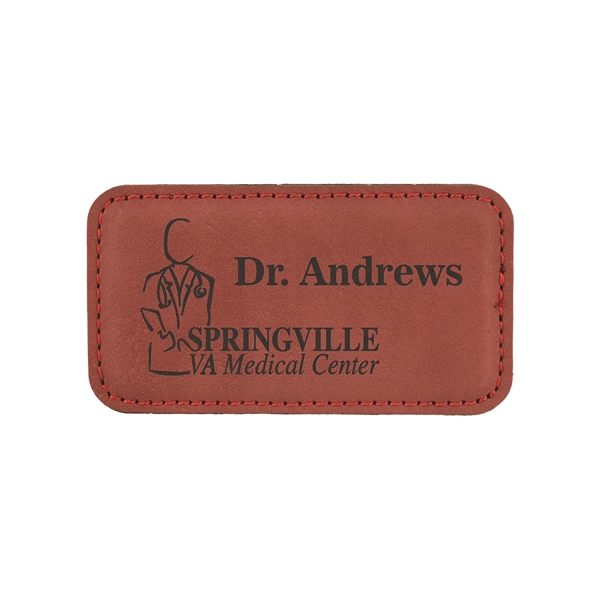 3 1/4" x 1 3/4" x 3/16" rectangular PU leather name... from ASI 74601 Calico