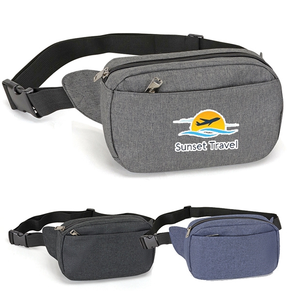9" x 6" x 2.5" rounded polyester fanny pack with dual... from ASI 37980 Bagworld