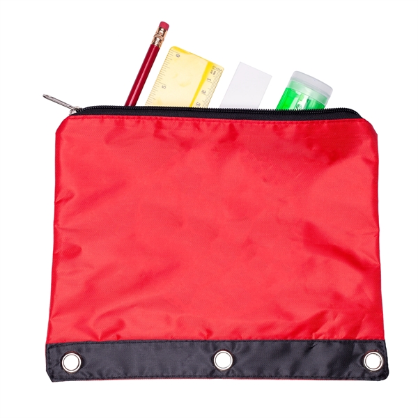 Essential school supplies in a sturdy 600 denier polyester zippered pouch... from ASI 79840 The Proinnovative Line