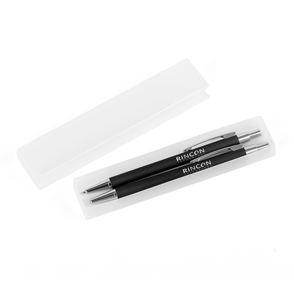 Three-piece Derby set with a soft-touch pen and mechanical pencil packaged... from ASI 88060 Snugz/USA Inc / Sweda®