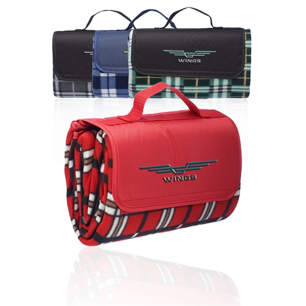 Brookhaven roll up picnic blanket made of polyester fleece with black... from ASI 39552 BEL Promo