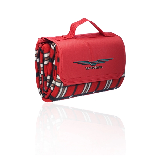 Brookhaven roll up picnic blanket made of polyester fleece with black... from ASI 39552 BEL Promo