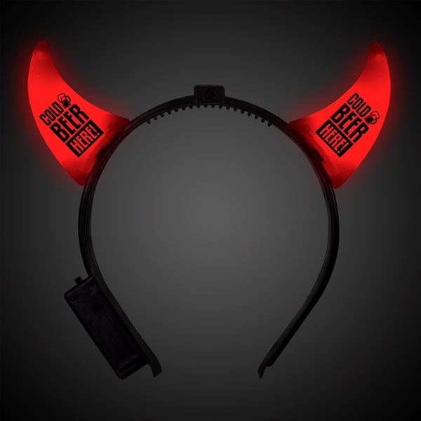Plastic red devil horns with built-in LED lights mounted on a... from ASI 42016 Brighter Promotions Inc