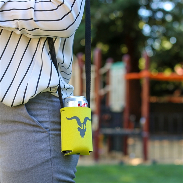 Hands-free can cooler with neck strap, USA made and machine washable—perfect... from ASI 61966 HPG / Best Promotions USA