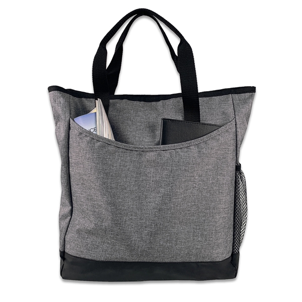 Heathered tote bag with zippered main compartment and large front pocket... from ASI 34800 Alstar Creations / Alstar Line