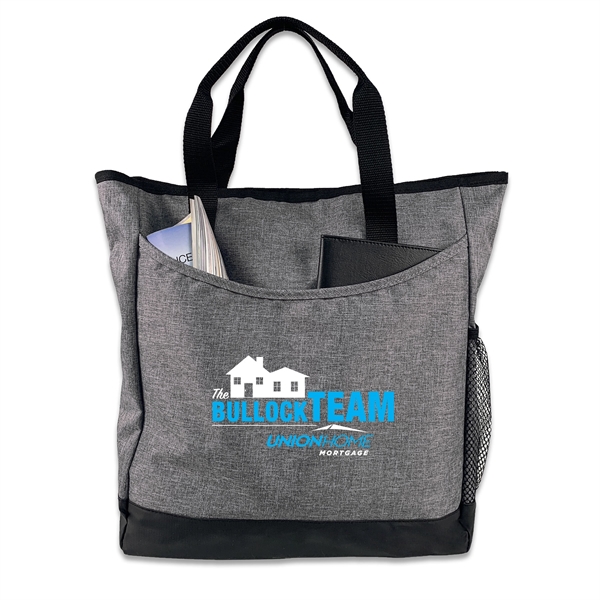 Heathered tote bag with zippered main compartment and large front pocket... from ASI 34800 Alstar Creations / Alstar Line