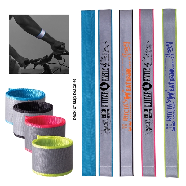 Fabric reflective safety slap bracelet that is lightweight and versatile.... from ASI 62190 Illini