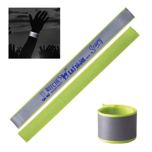 Fabric reflective safety slap bracelet that is lightweight and versatile.... from ASI 62190 Illini