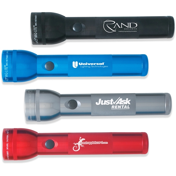 10" x 1 5/8" two D-cell flashlight with spare lamp, high... from ASI 61966 HPG / Beacon Promotions