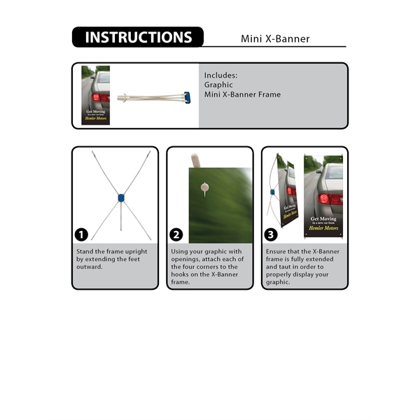 7.75" x 16.5" premium display polyester mini X-Banner replacement graphic... from ASI 80228 Quinn