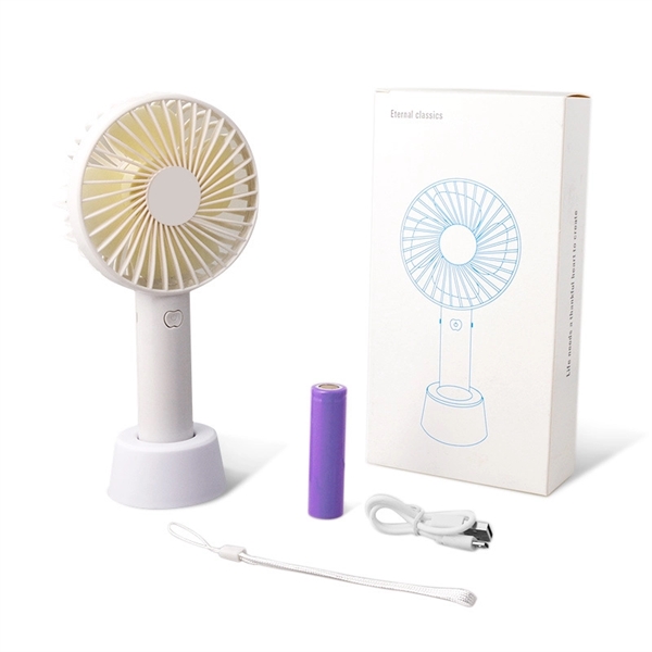 Mini portable hand fan powered by a 1200 mAh rechargeable battery... from ASI 37218 Athena Promo (tm)