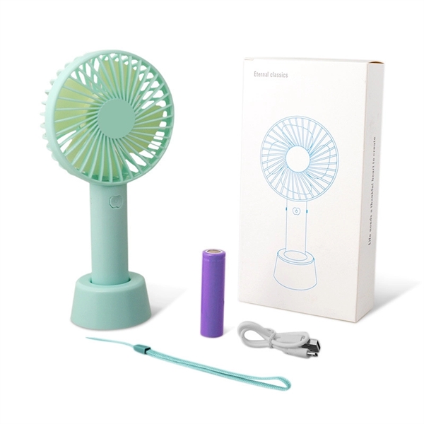 Mini portable hand fan powered by a 1200 mAh rechargeable battery... from ASI 37218 Athena Promo (tm)