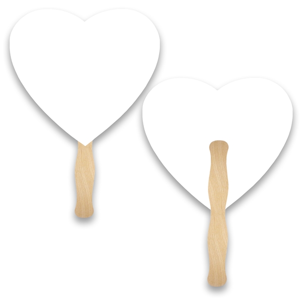 Stock Heart Shape hand fan with wood handle (wood stick) attached... from ASI 93520 Ventura Inc