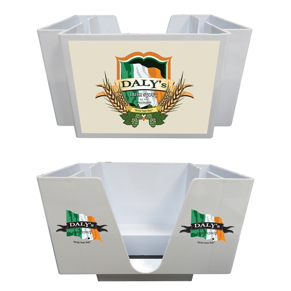 7.6" x 5.5" x 5.4" plastic caddy for 5.25" square napkins... from ASI 62677 iline PROMO (The Innovative Line) / iline PROMO (The Innovative Line)