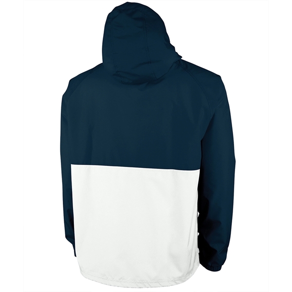 Pack-N-Go® polyester half-zip unisex pullover jacket that folds into its own... from ASI 44620 Charles River Apparel