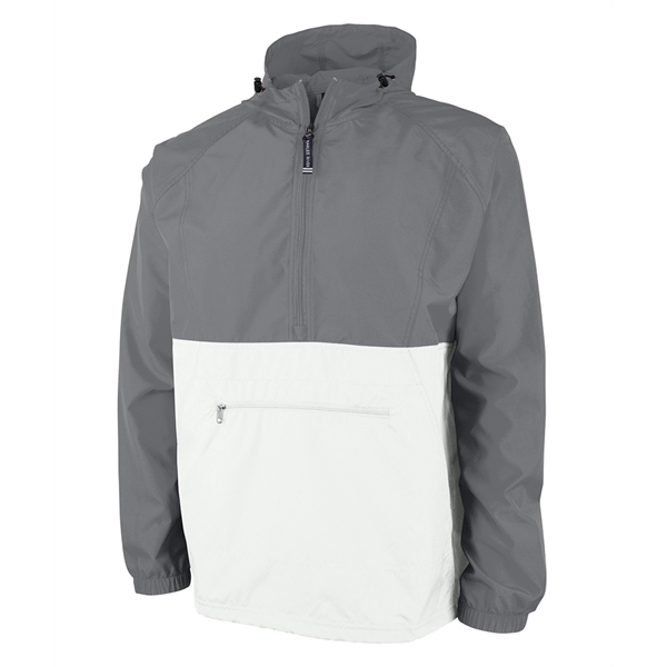Pack-N-Go® polyester half-zip unisex pullover jacket that folds into its own... from ASI 44620 Charles River Apparel