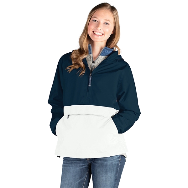 Pack-N-Go® polyester half-zip unisex pullover jacket that folds into its own... from ASI 44620 Charles River Apparel