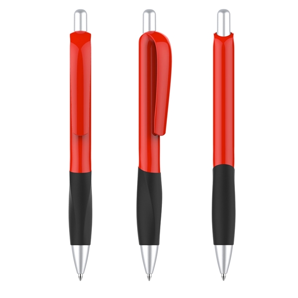 Click-action plastic pen with a white body and colored grip or... from ASI 37218 Athena Promo (tm)