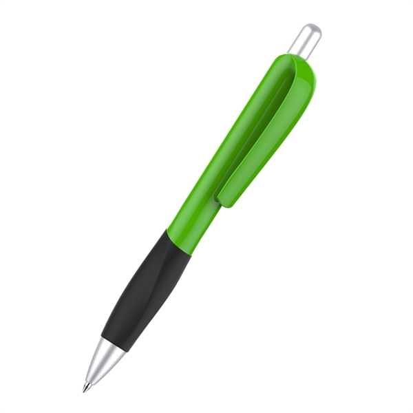 Click-action plastic pen with a white body and colored grip or... from ASI 37218 Athena Promo (tm)