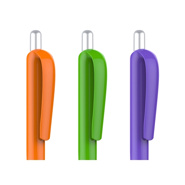 Click-action plastic pen with a white body and colored grip or... from ASI 37218 Athena Promo (tm)